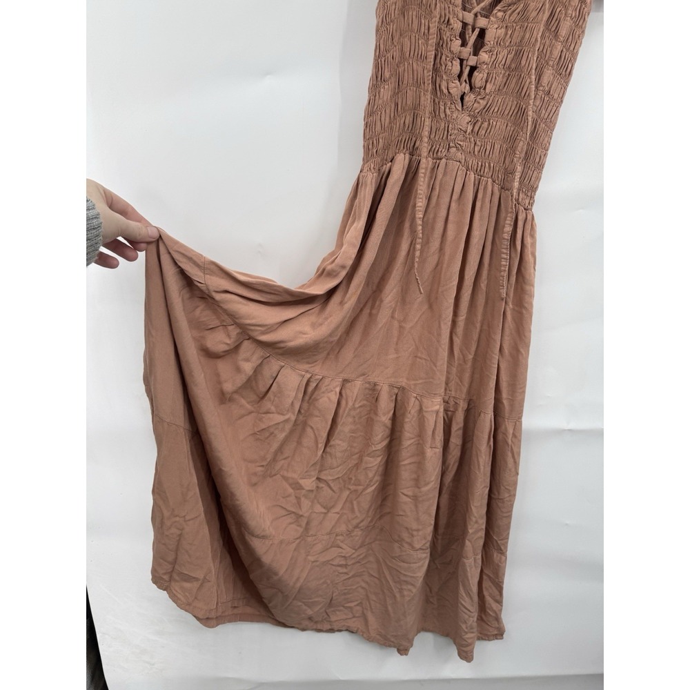 Unbranded Milk Maid Cottage Peasant Midi Dress Women 2 Blush Lace Up Coquette - Picture 5 of 7